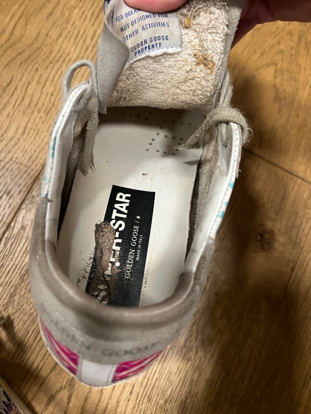 Golden Goose Super-Star womens Sneakers in Gray with Pink & Blue Accents - Picture 8 of 8